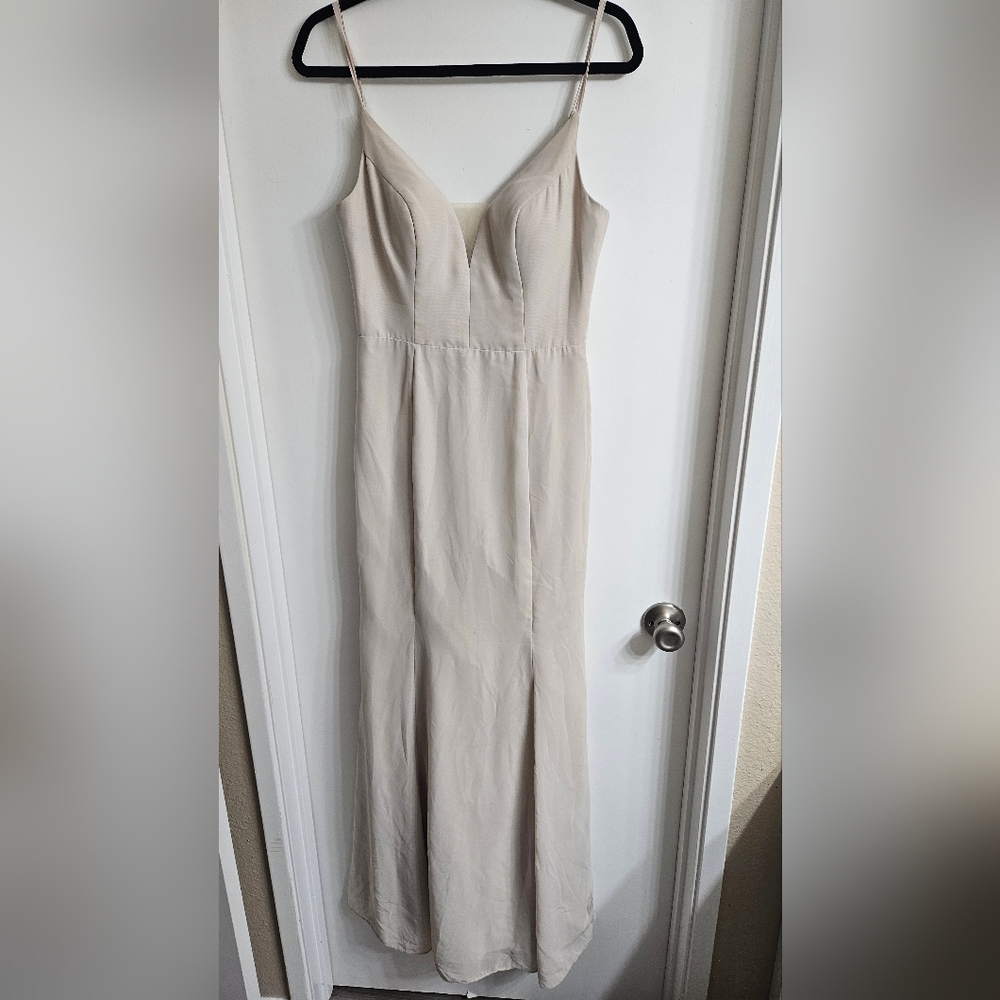 Azazie Elegant Cream Formal Maxi Dress Size A6